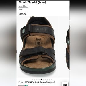Mephisto $329 Shark Dark Brown Sandycalf Men's Sandals New Sz 43
